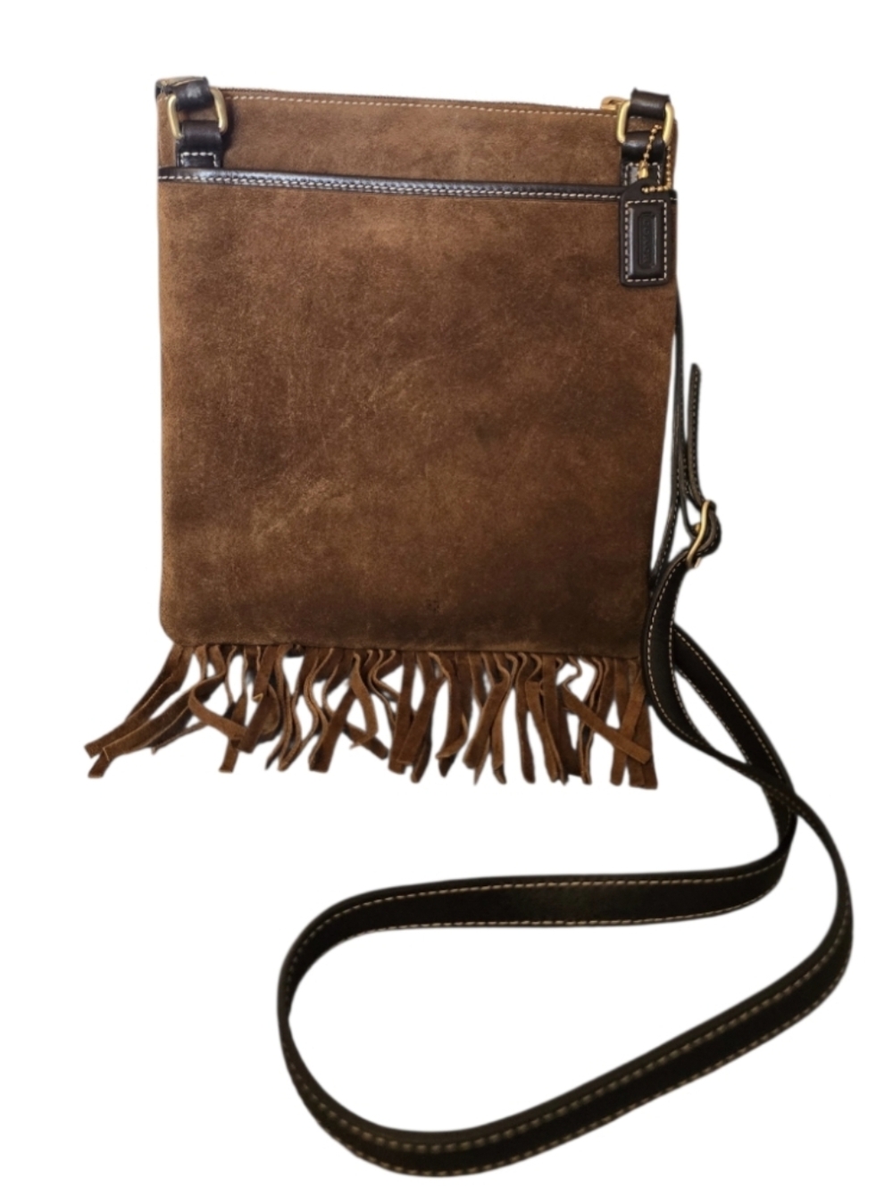 Coach Vintage Brown Suede Fringe Crossbody Bag In EUC
